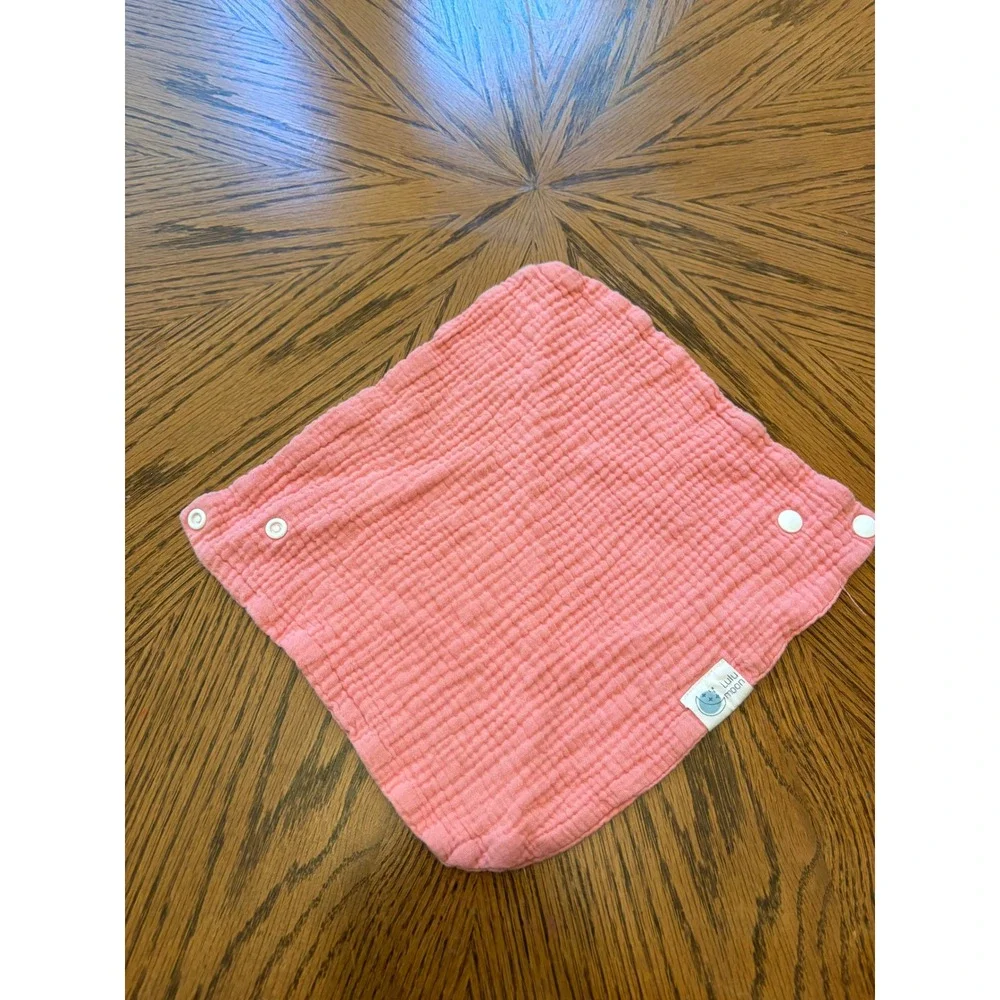 Lulu Moon Bandana Bib Kids OS Pink Muslin Cotton Gauze Snap Closure Drool Bib